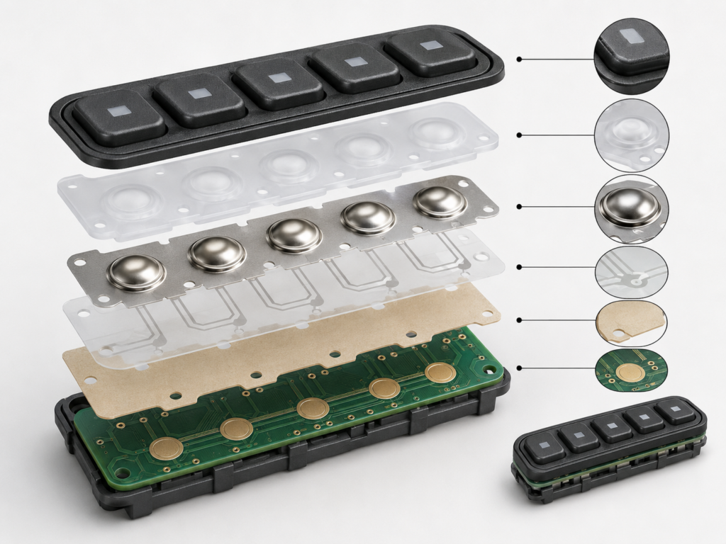 Dome Array for Automotive Keypad | Automotive Grade Metal Dome Array