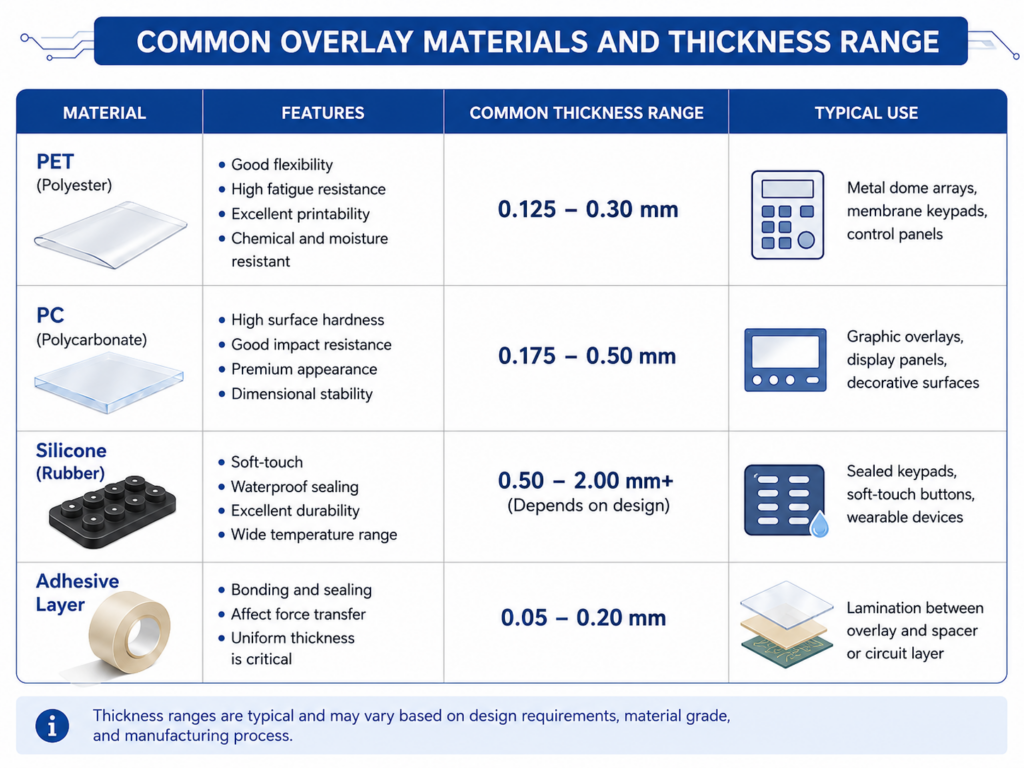 Dome Switch Overlay Thickness Guide for Reliable Tactile Keypad Design