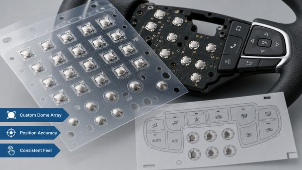 custom dome array for automotive steering wheel and climate buttons