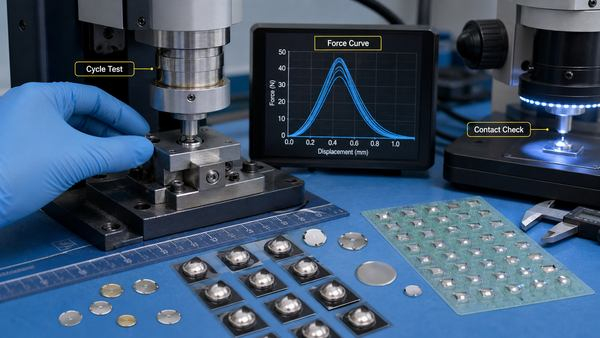 metal dome force curve and cycle test for automotive buttons