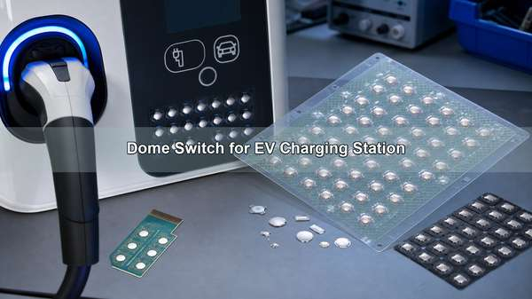 Dome switch for EV charging station keypad with metal dome array