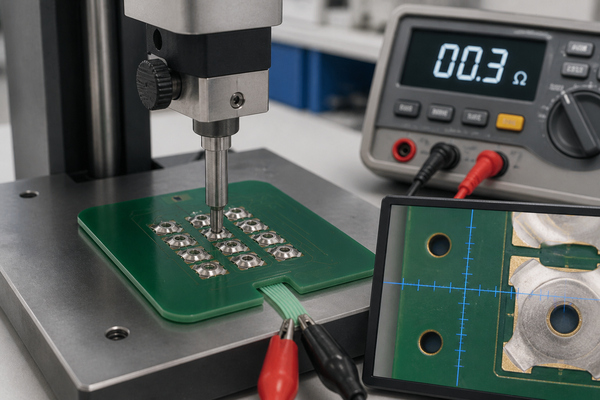 Flex membrane circuit continuity, tactile force and registration testing
