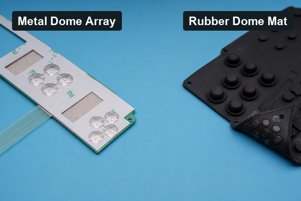 Metal key dome compared with rubber dome keypad construction