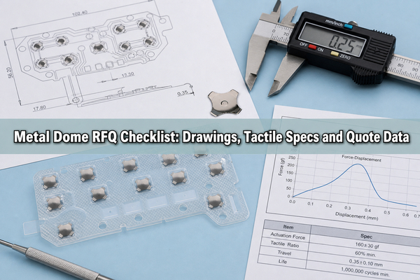 Metal dome RFQ checklist with genuine metal domes, dome array, drawing and inspection data