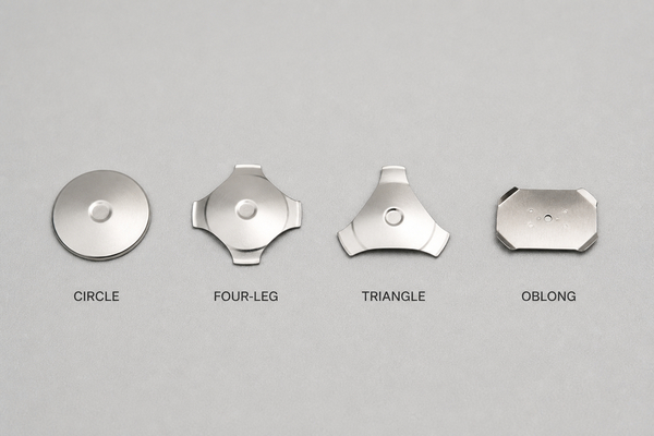 Real metal dome product forms including circle, four-leg, triangle, oblong and dome array