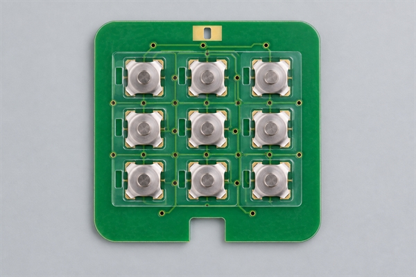 3x3 metal dome array on a transparent PET carrier