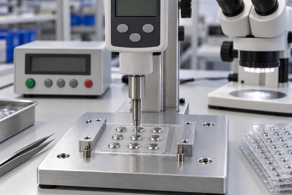 Force and cycle testing of a transparent PET metal dome array for a smart card reader keypad