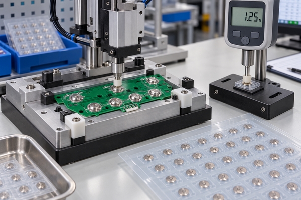 Industrial membrane keypad cyclic actuation and force measurement validation bench