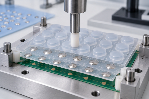 force testing of a silicone rubber keypad over a round metal dome array