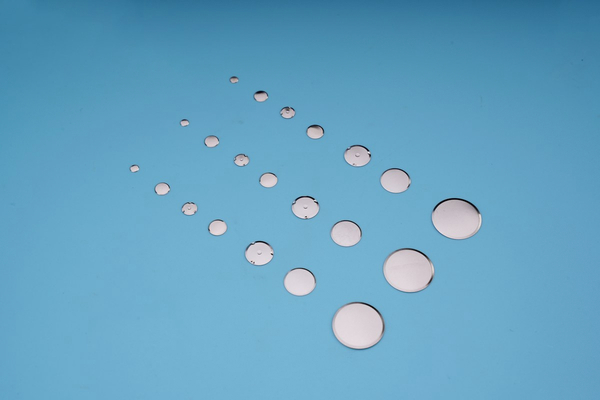 Loose circular metal dome samples in multiple diameters