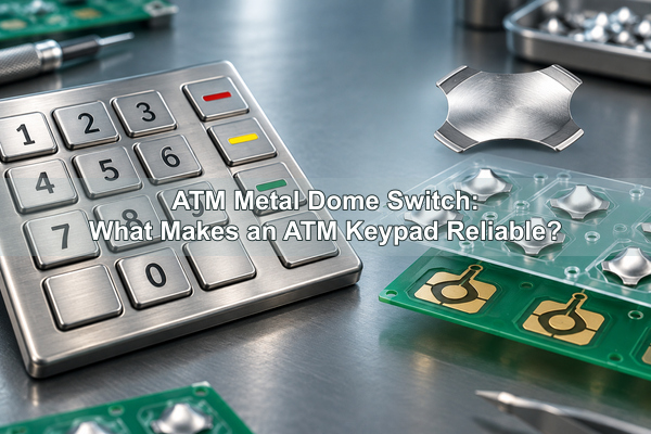 ATM metal dome switch inside a secure keypad assembly