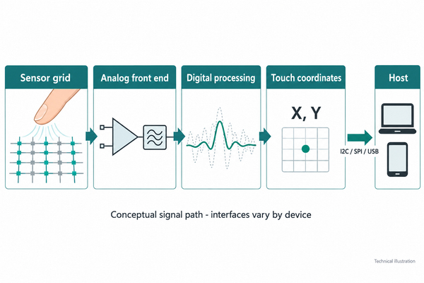 Conceptual signal path from sensor grid to controller processing and host