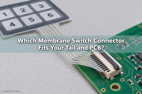 Membrane switch connector concept with a flexible keypad tail and PCB socket